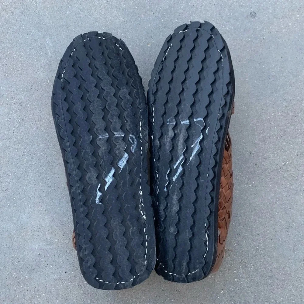 Men's Mexican Huaraches Sandals Strapy Brown Woven